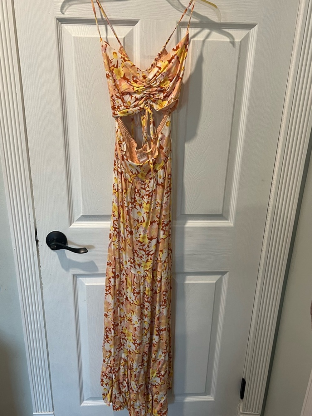 l*space Peach Floral Tie-Front Maxi Dress